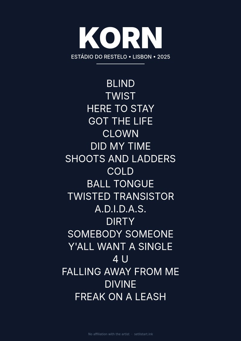 Korn Lisbon 2025 setlist poster preview