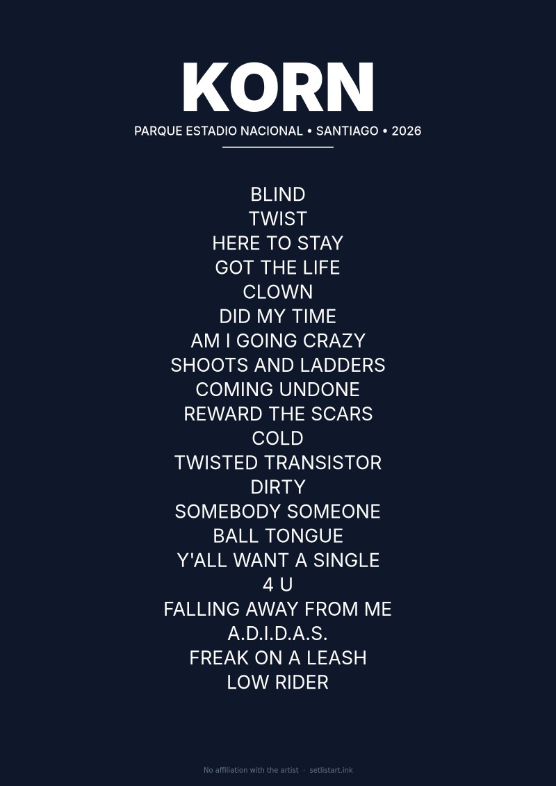 Korn Santiago 2026 setlist poster preview