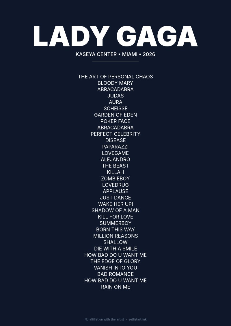 Lady Gaga Miami 2026 setlist poster preview