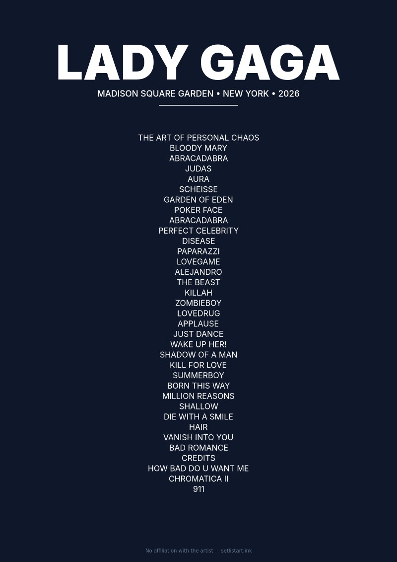 Lady Gaga New York 2026 setlist poster preview