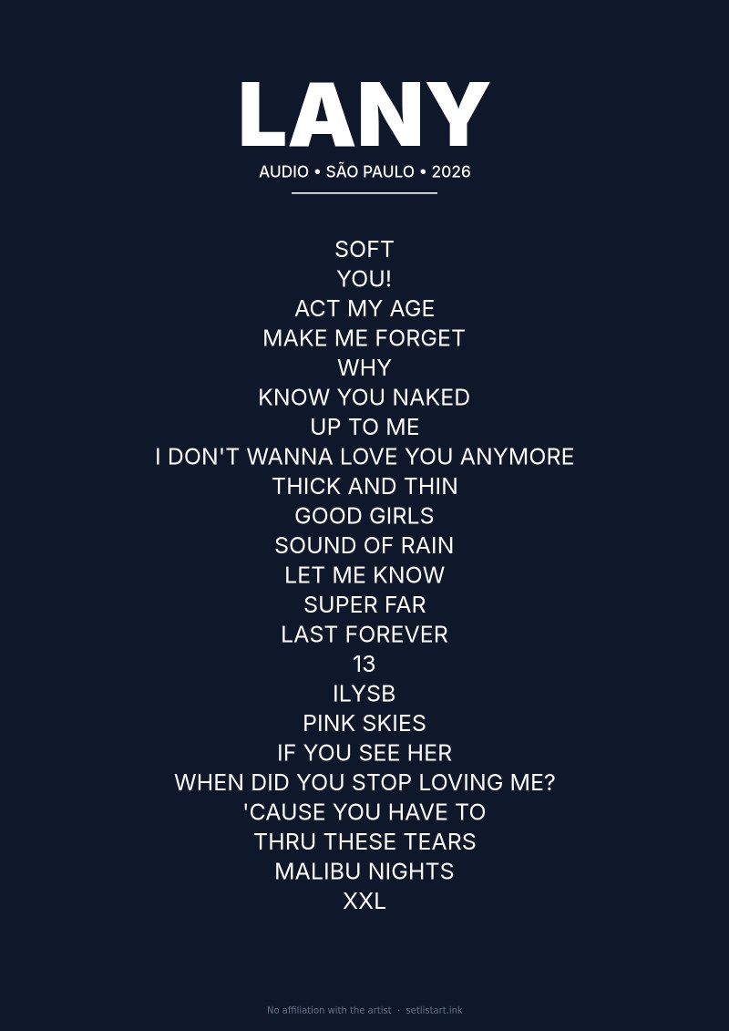 LANY São Paulo 2026 setlist poster preview