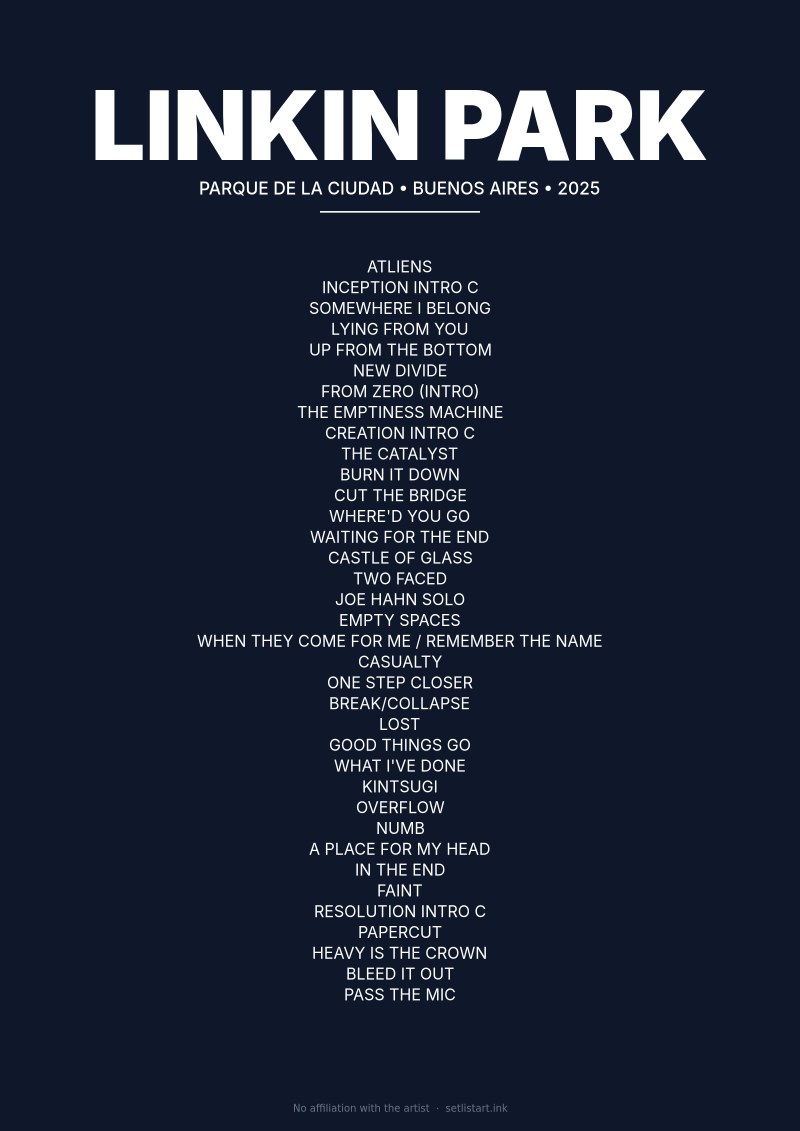 Linkin Park Buenos Aires 2025 setlist poster preview