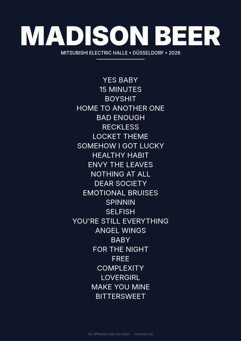 Madison Beer Düsseldorf 2026 setlist poster — The Locket Tour