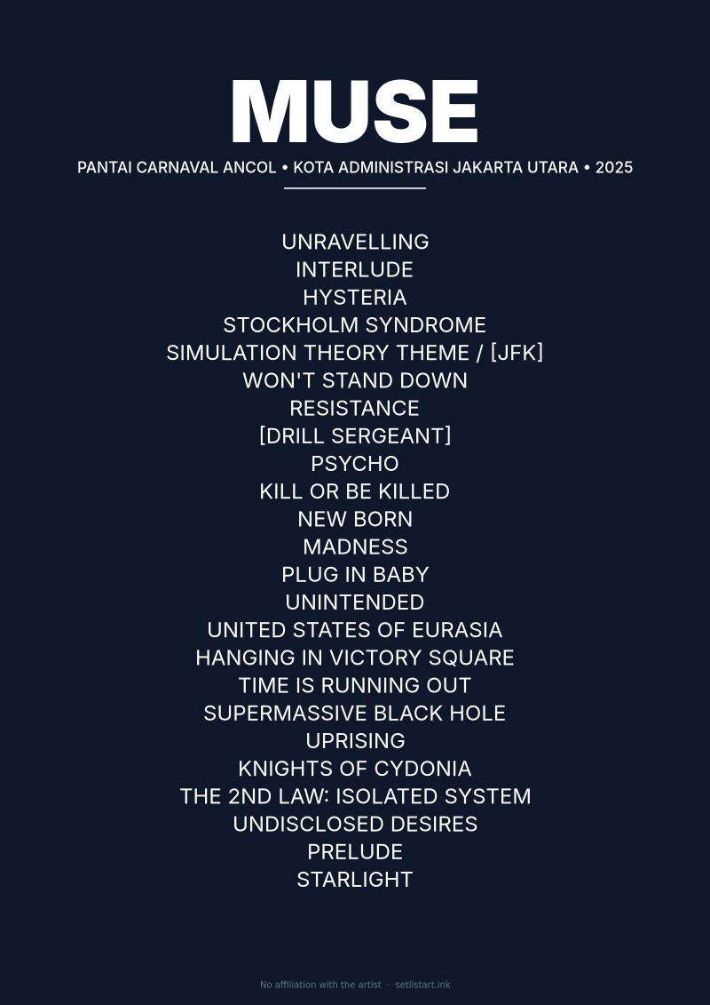 Muse Kota Administrasi Jakarta Utara 2025 setlist poster preview