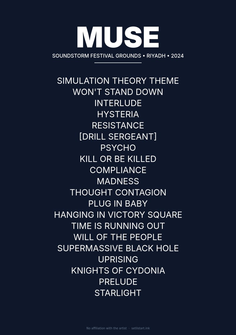 Muse Riyadh 2024 setlist poster preview