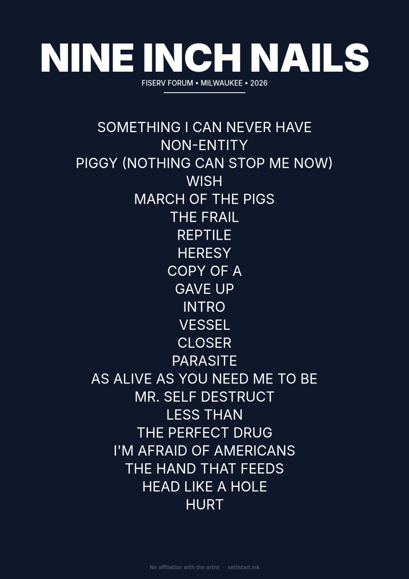 Nine Inch Nails Milwaukee 2026 setlist poster preview