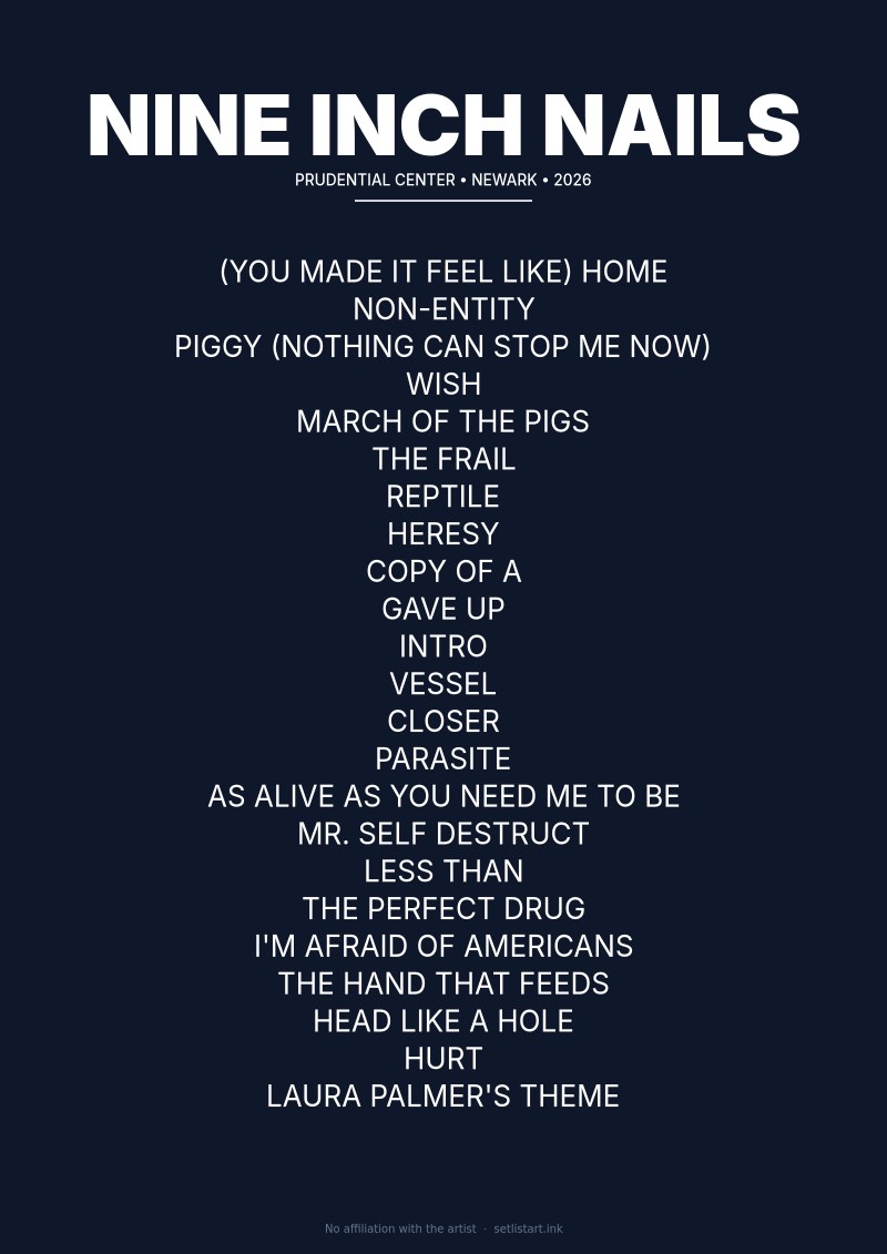 Nine Inch Nails Newark 2026 setlist poster preview