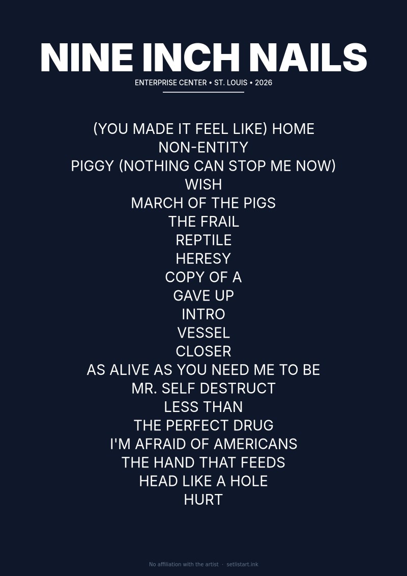Nine Inch Nails St. Louis 2026 setlist poster preview