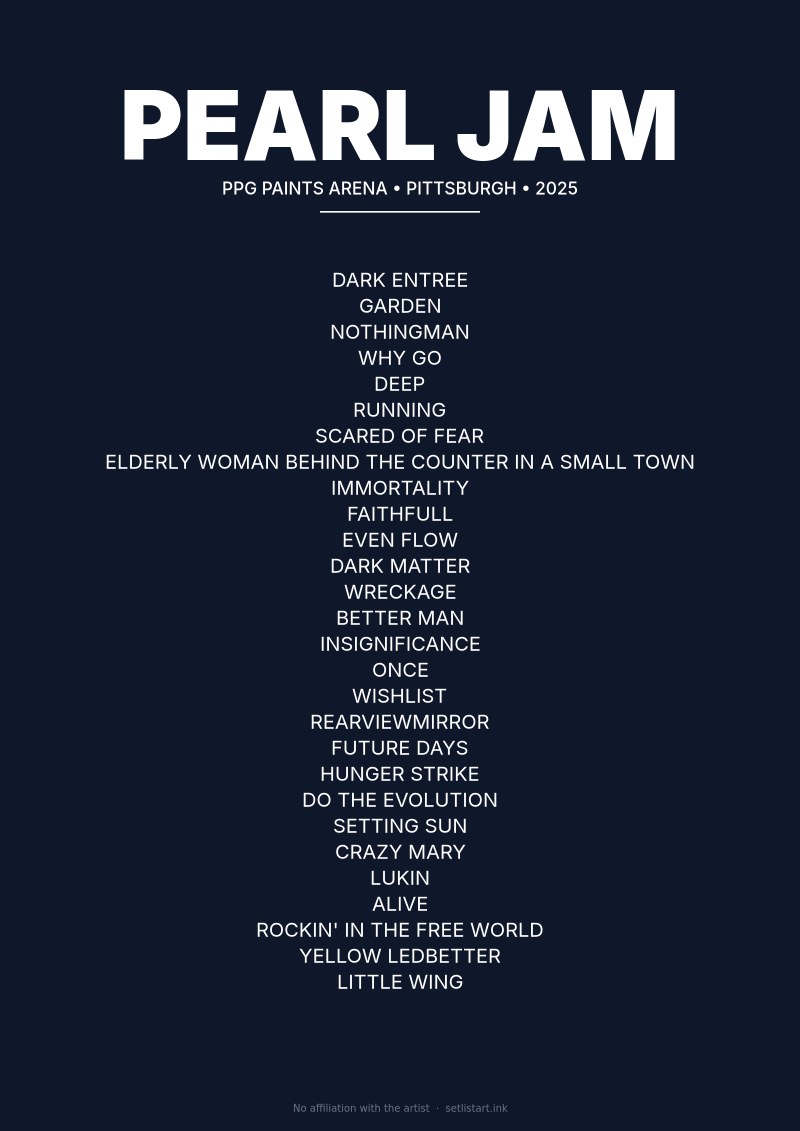 Pearl Jam Pittsburgh 2025 setlist poster preview