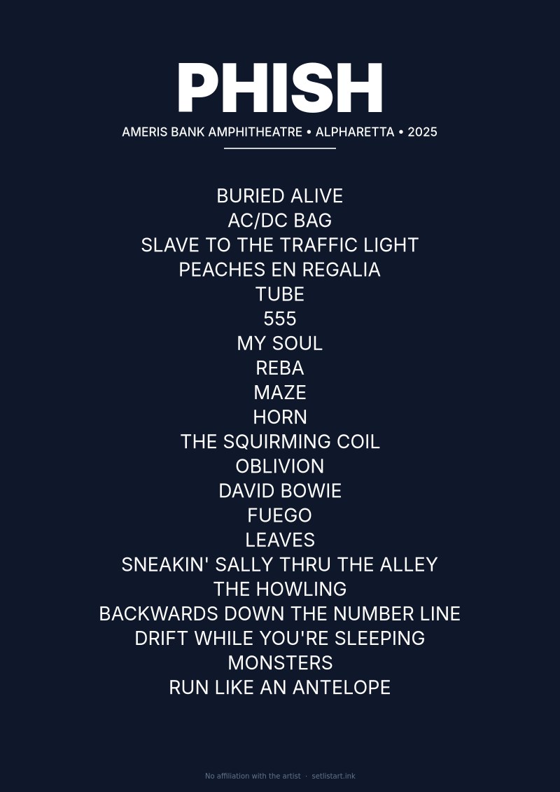 Phish Alpharetta 2025 setlist poster preview