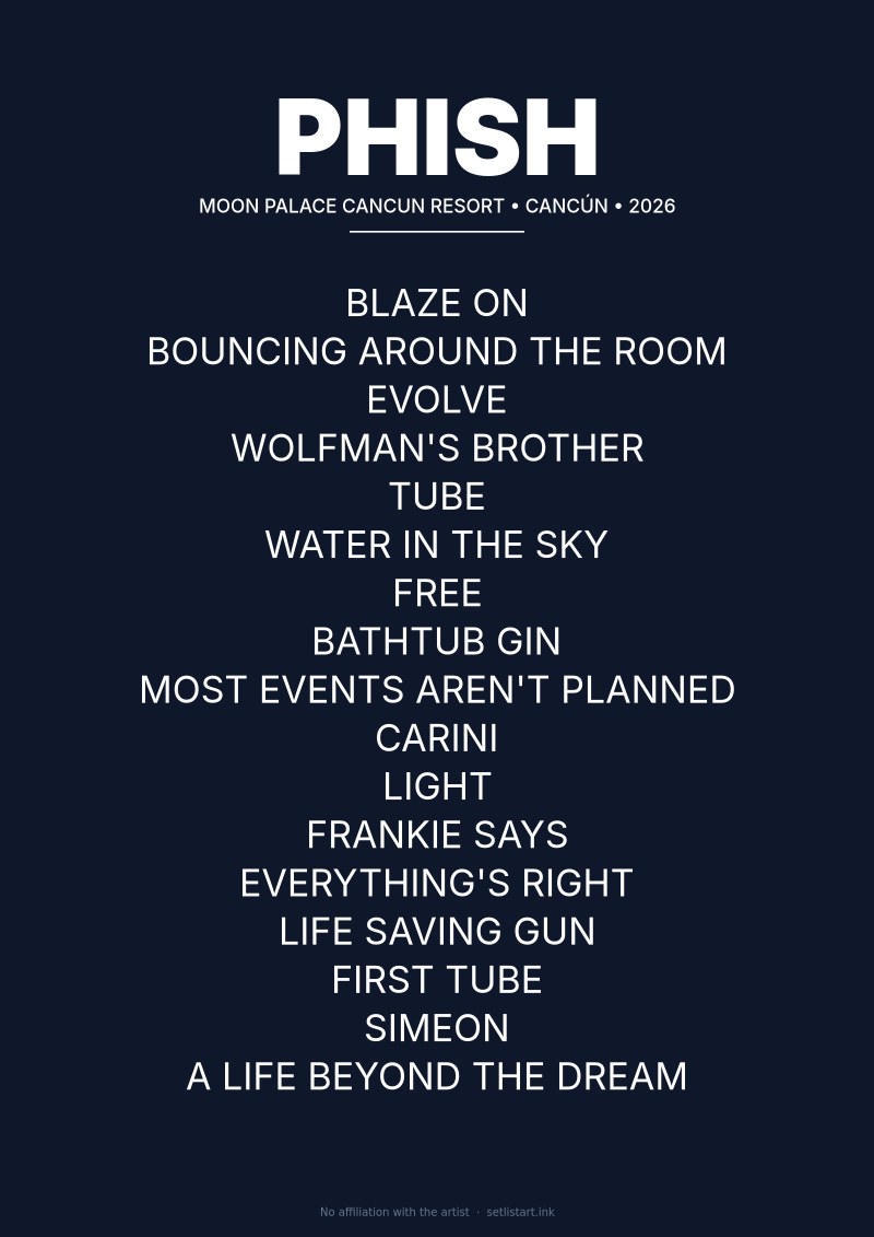 Phish Cancún 2026 setlist poster preview