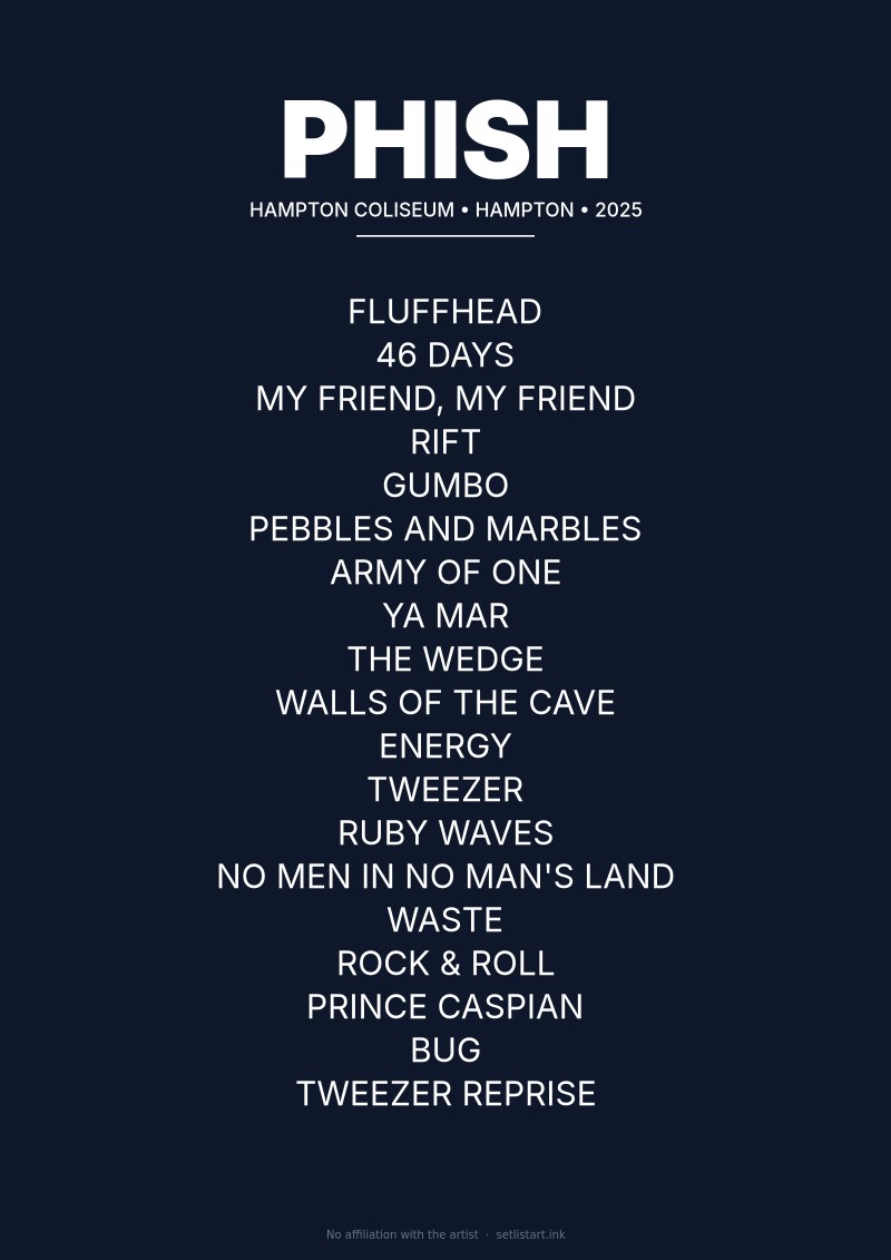 Phish Hampton 2025 setlist poster preview