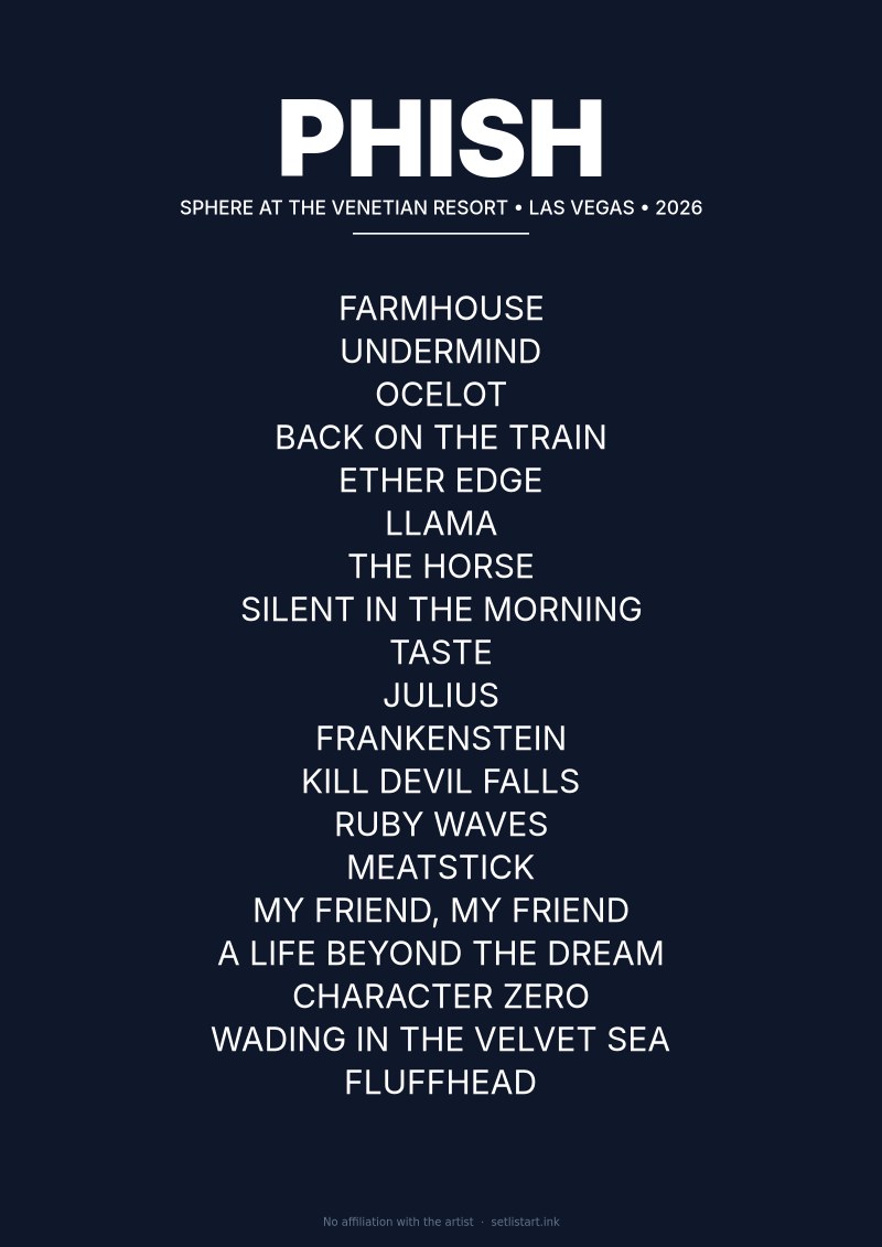 Phish Las Vegas 2026 setlist poster preview