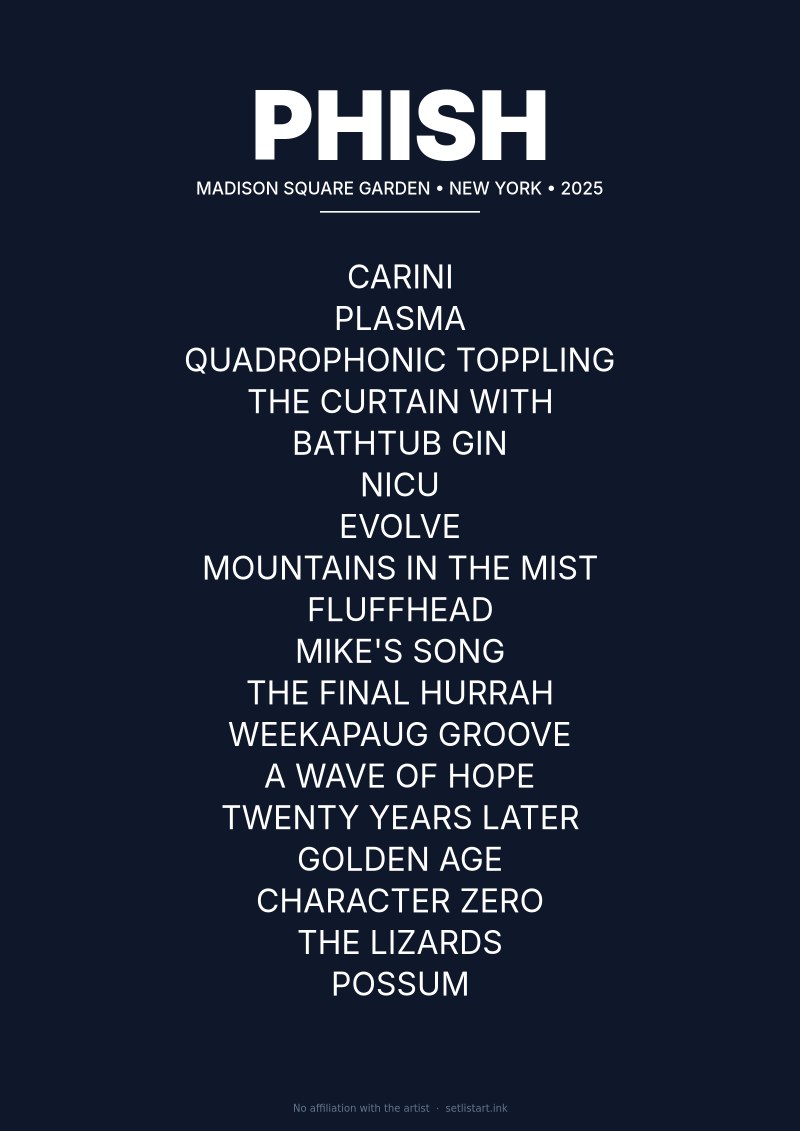Phish New York 2025 setlist poster preview