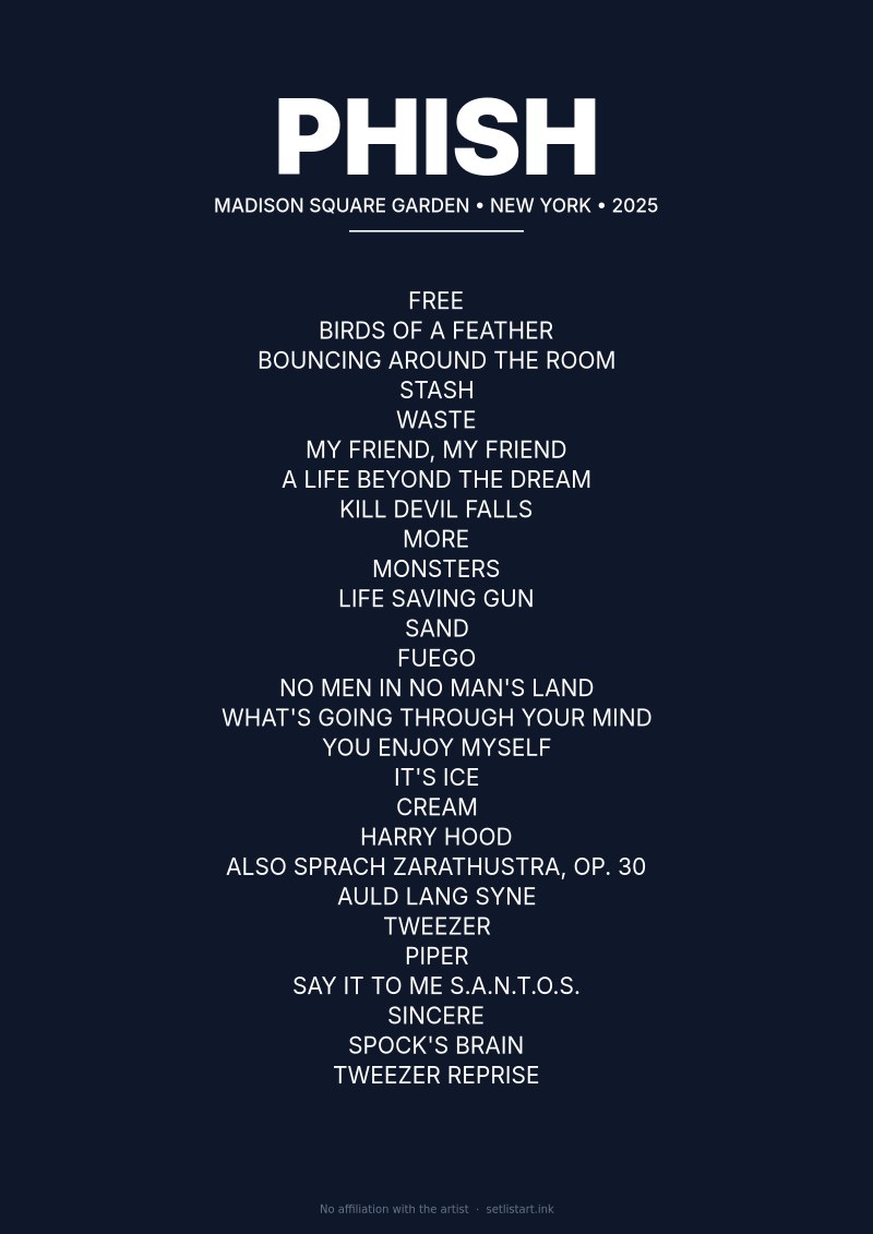 Phish New York 2025 setlist poster preview