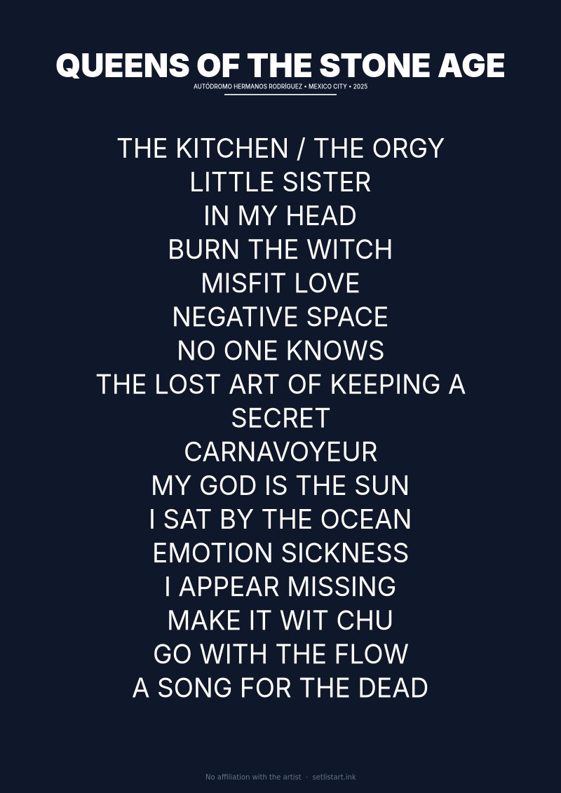 Queens of the Stone Age Mexico City 2025 setlist poster preview