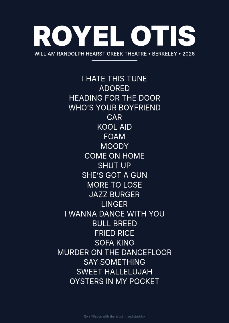 Royel Otis Berkeley 2026 setlist poster preview