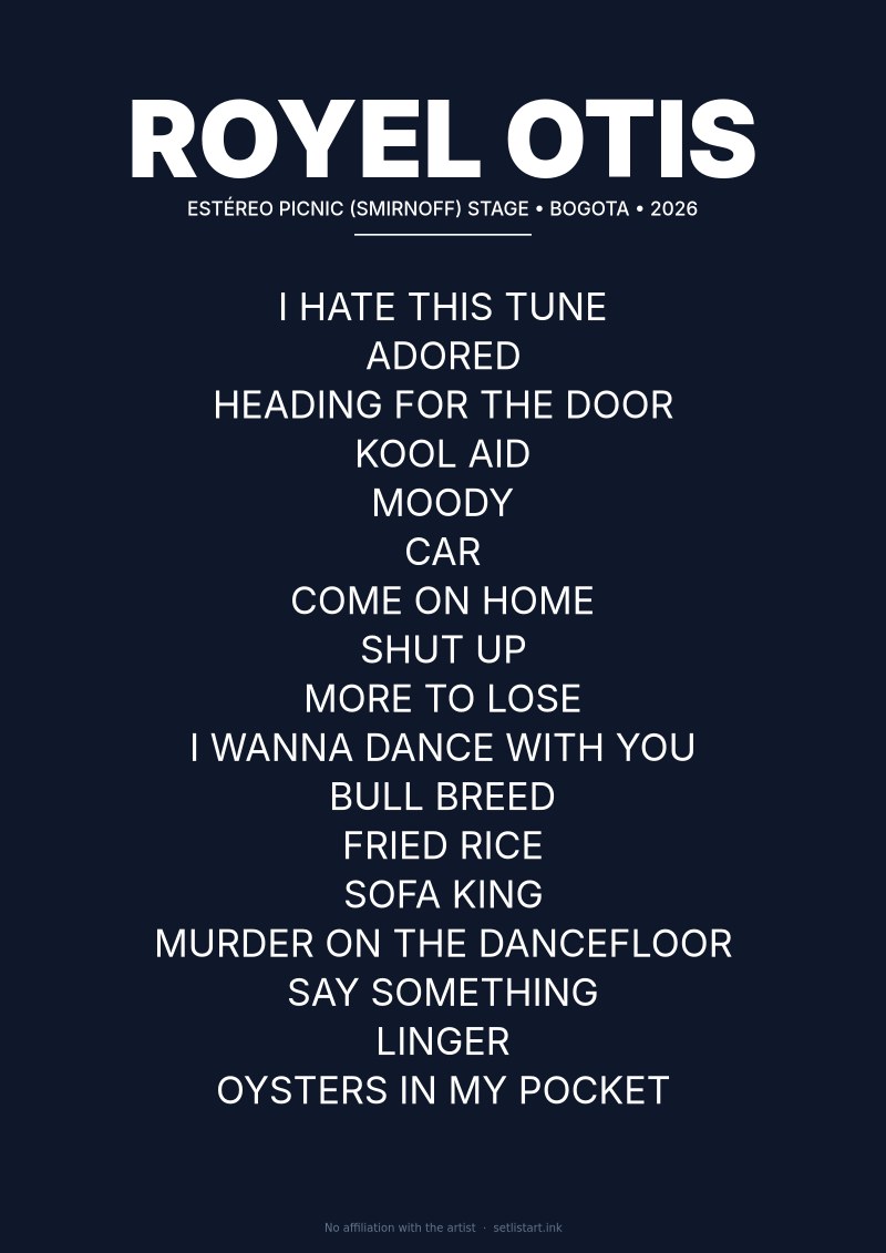 Royel Otis Bogota 2026 setlist poster preview