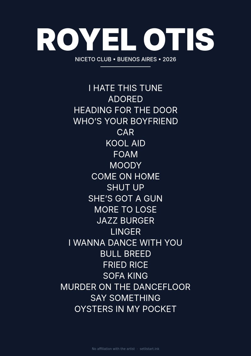 Royel Otis Buenos Aires 2026 setlist poster preview
