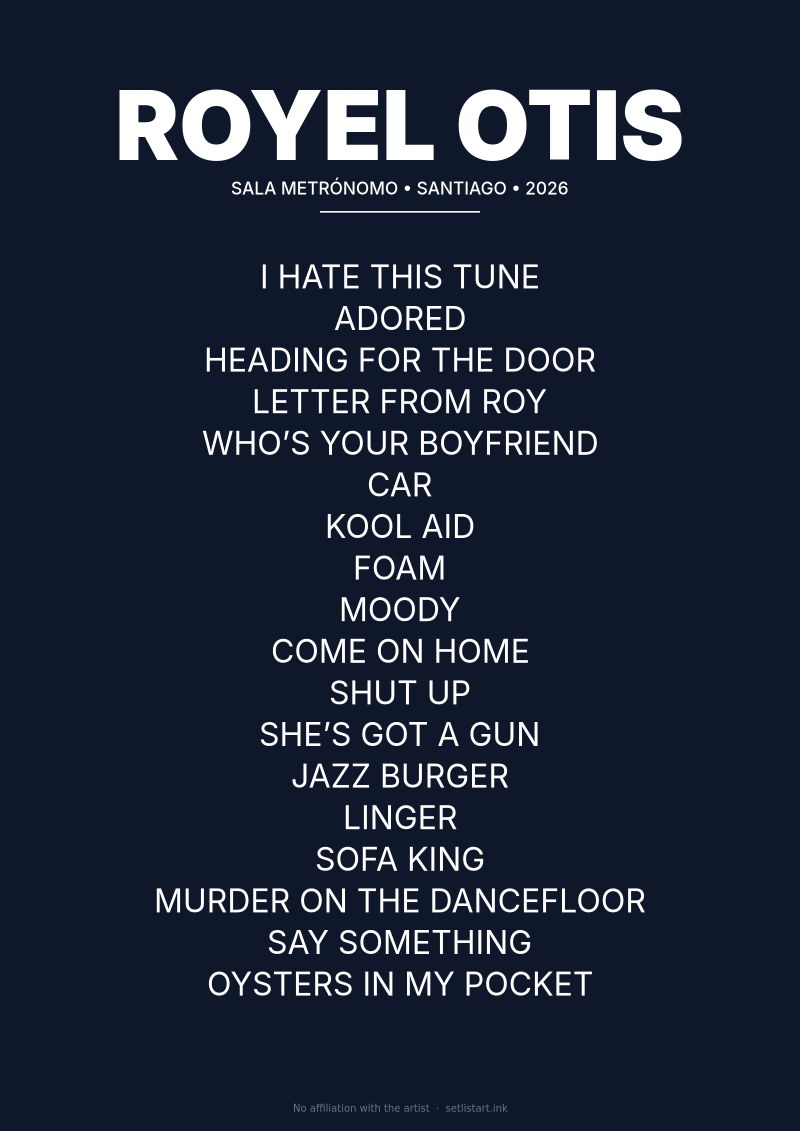 Royel Otis Santiago 2026 setlist poster preview
