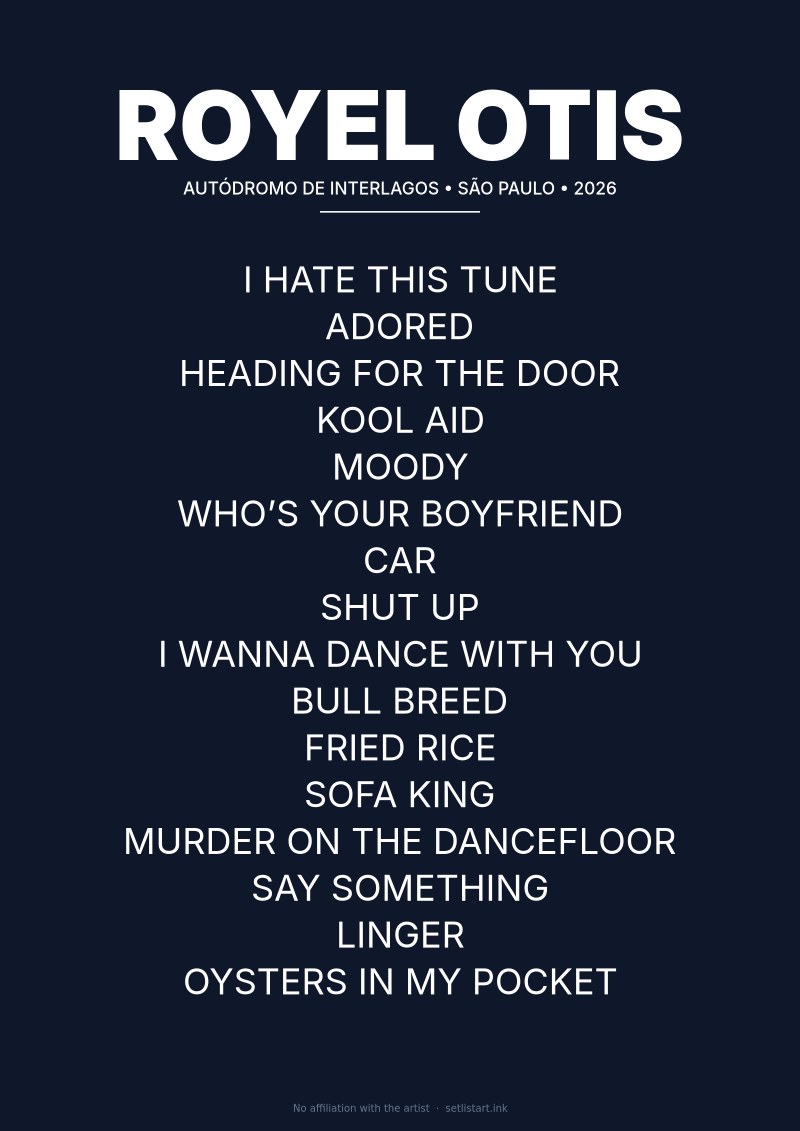 Royel Otis São Paulo 2026 setlist poster preview