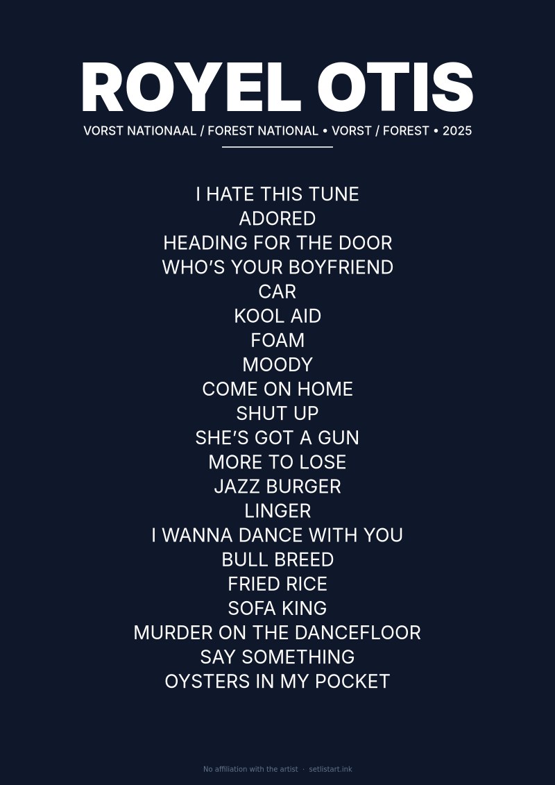 Royel Otis Vorst / Forest 2025 setlist poster preview