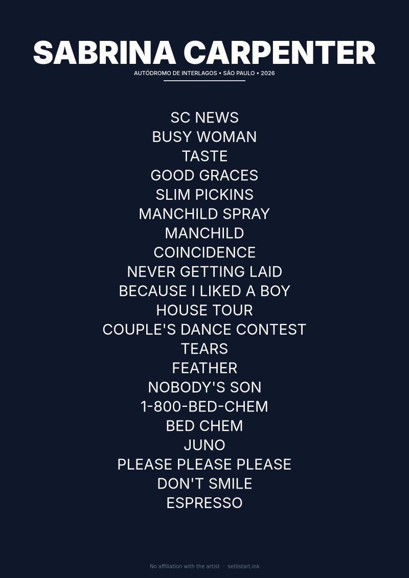 Sabrina Carpenter São Paulo 2026 setlist poster preview