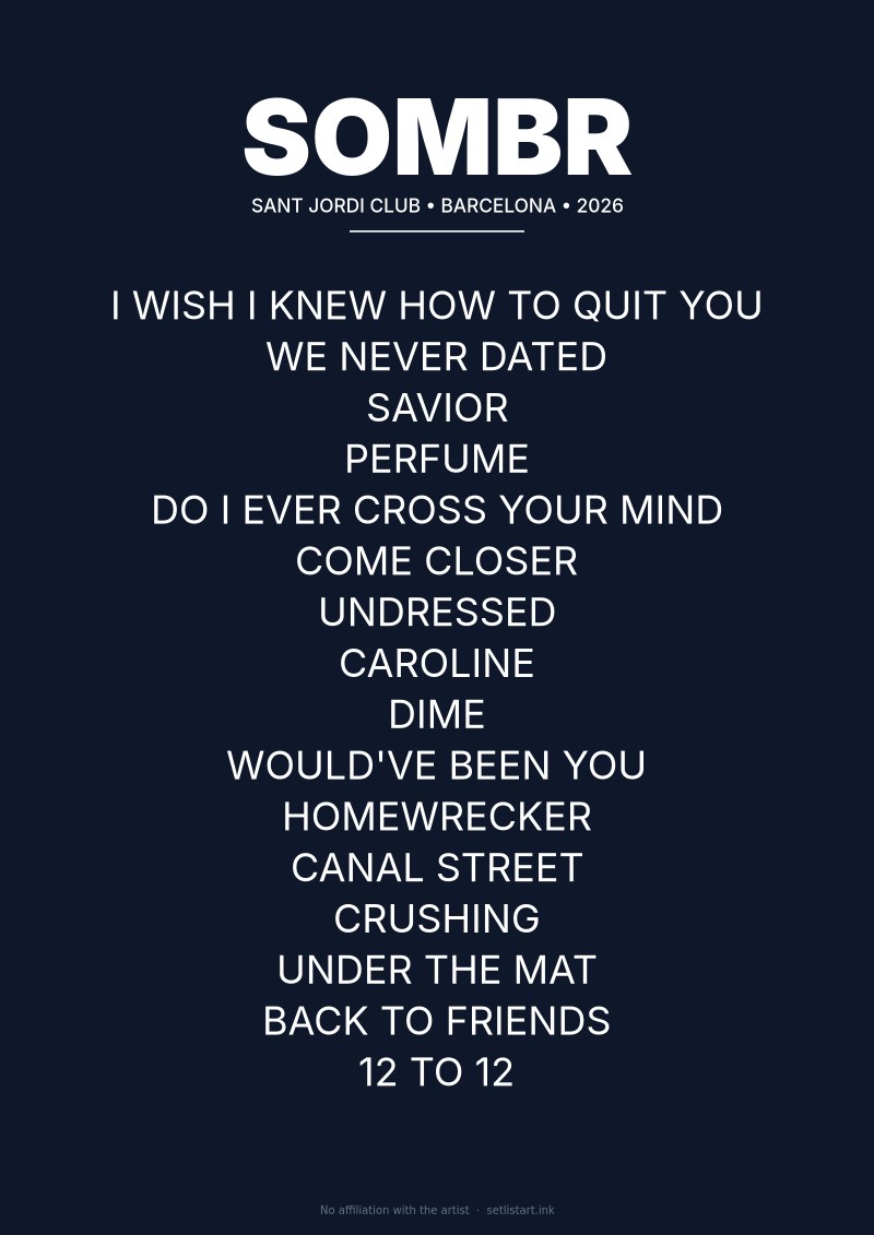 SOMBR Barcelona 2026 setlist poster preview