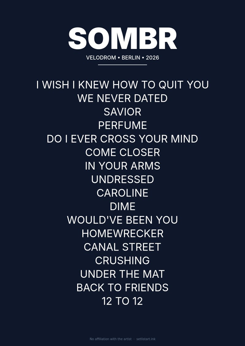 SOMBR Berlin 2026 setlist poster preview