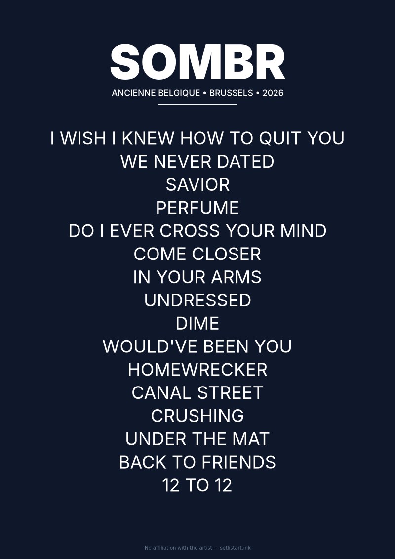 SOMBR Brussels 2026 setlist poster preview