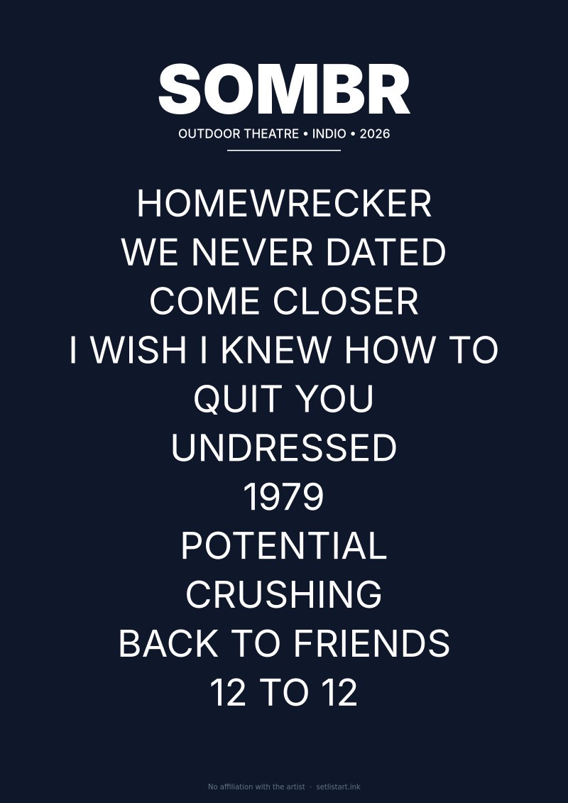 SOMBR Indio 2026 setlist poster preview