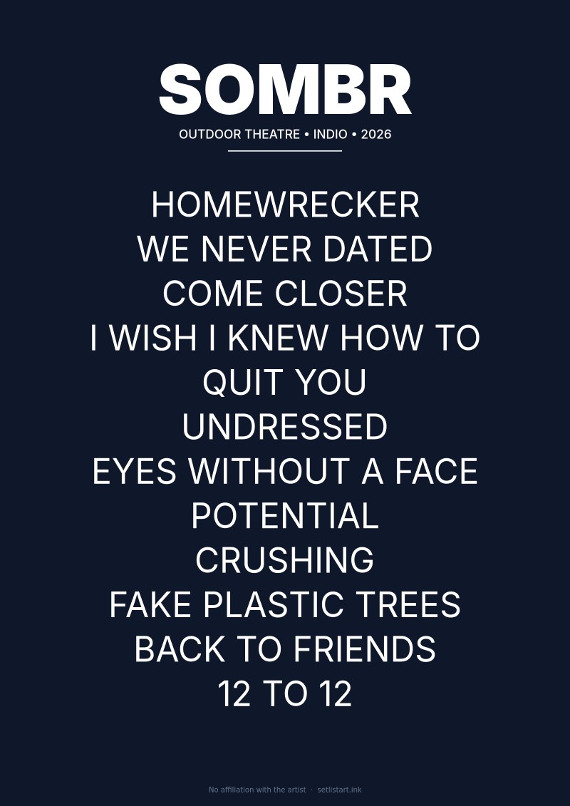 SOMBR Indio 2026 setlist poster preview