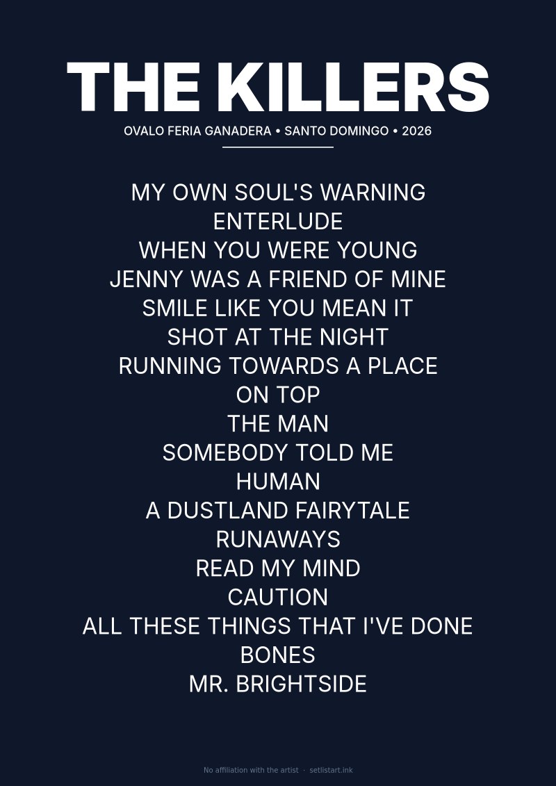 The Killers Santo Domingo 2026 setlist poster preview