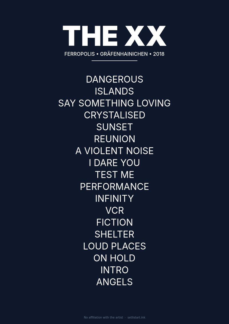 The xx Gräfenhainichen 2018 setlist poster preview