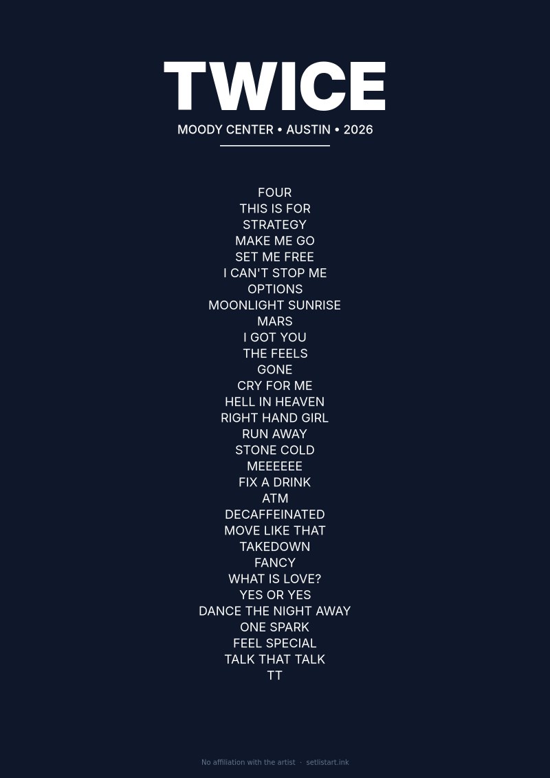 Twice Austin 2026 setlist poster preview