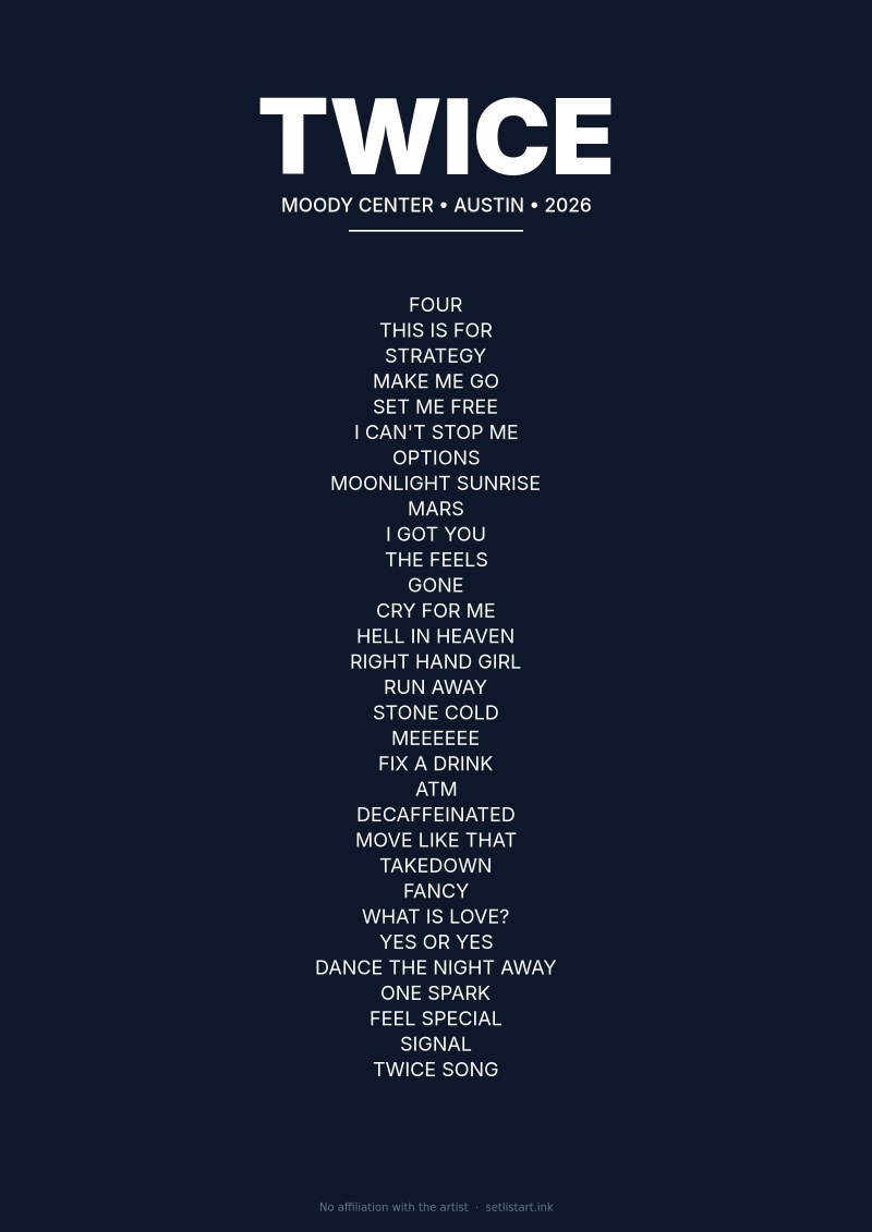 Twice Austin 2026 setlist poster preview