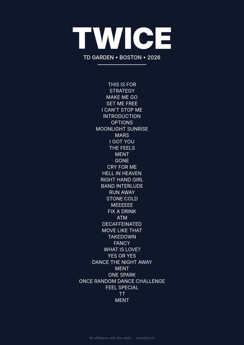 Twice Boston 2026 setlist poster preview