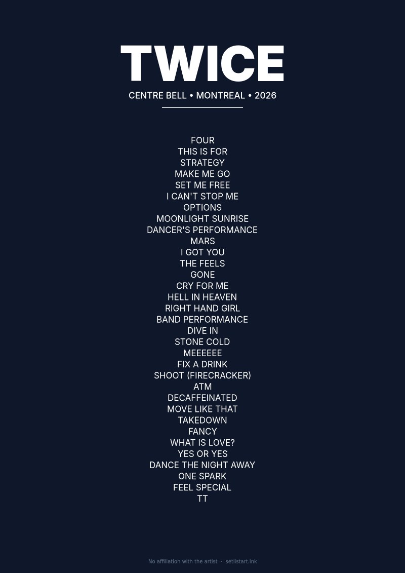 Twice Montreal 2026 setlist poster preview