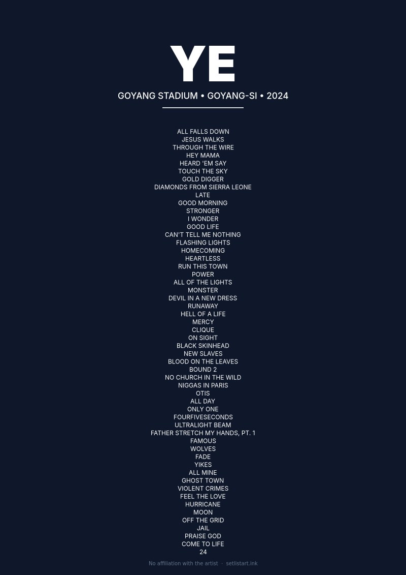 Ye Goyang-si 2024 setlist poster preview
