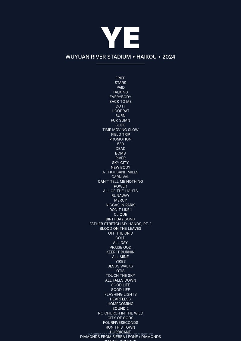 Ye Haikou 2024 setlist poster preview