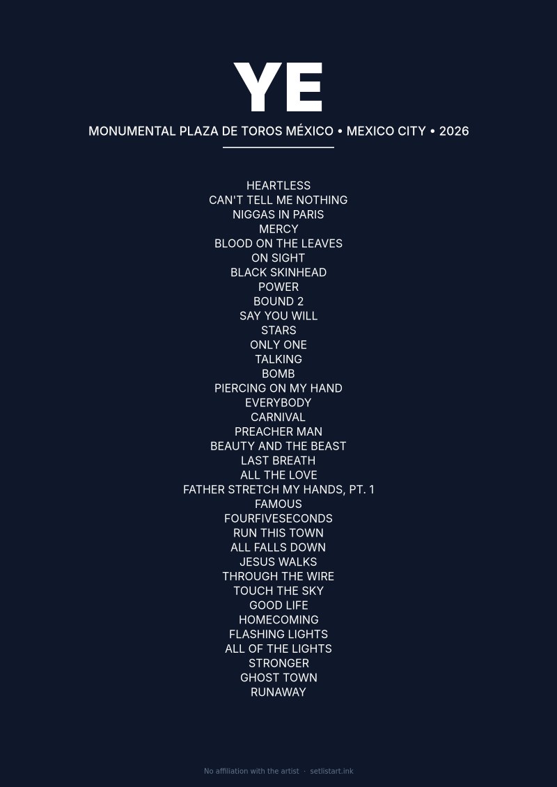 Ye Mexico City 2026 setlist poster preview