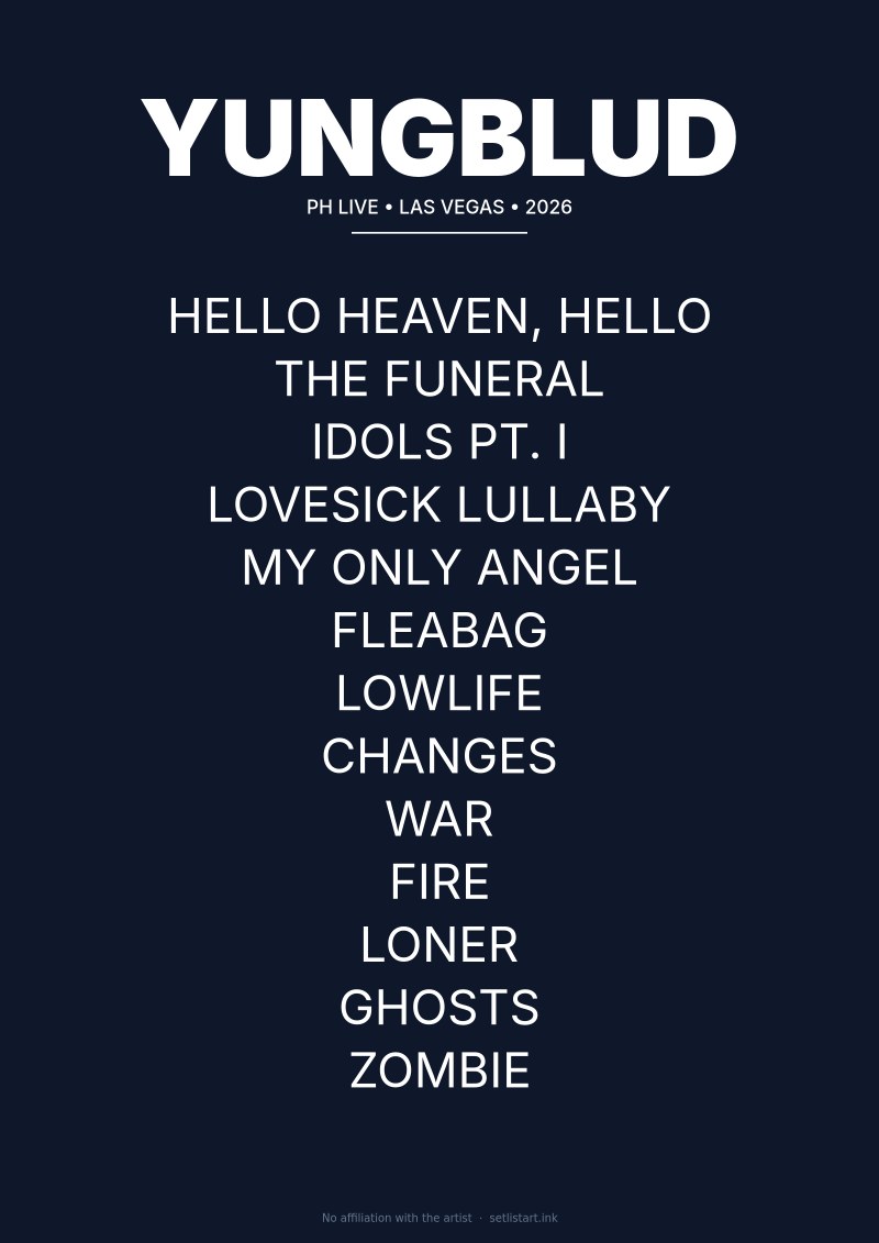 Yungblud Las Vegas PH Live 2026 setlist poster